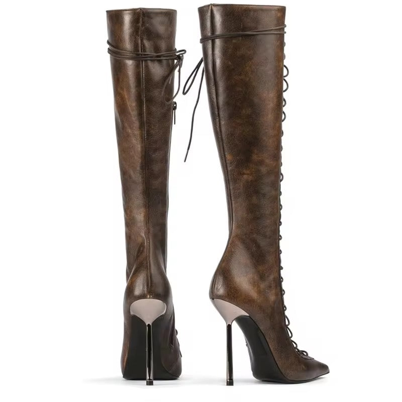 Lace Up Heel Boots
