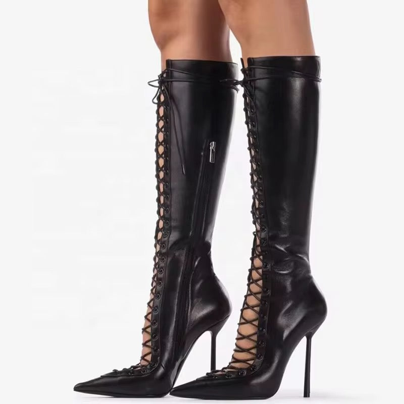Lace Up Heel Boots