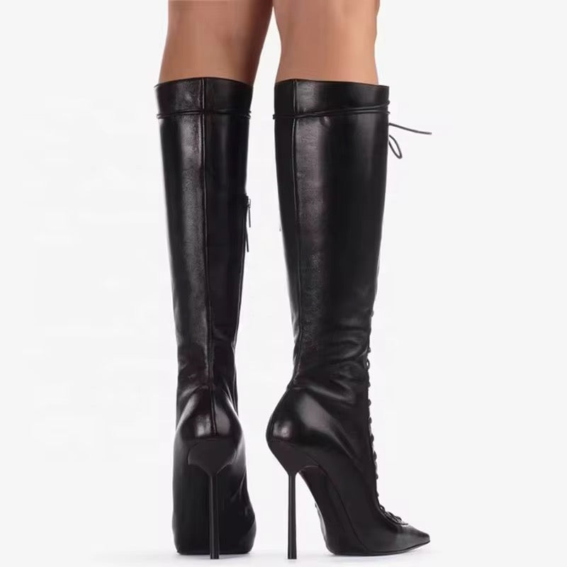 Lace Up Heel Boots
