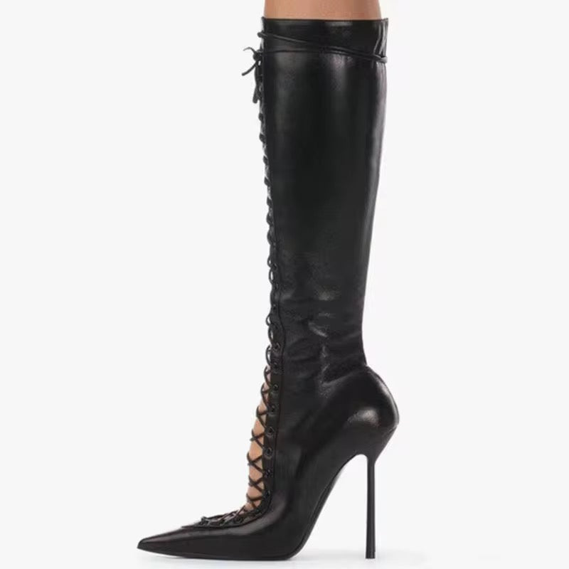 Lace Up Heel Boots