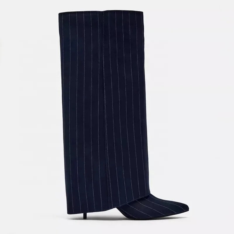Blue Striped Boots