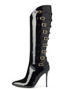 Shiny Patent Heel Boots - Dupe Department 