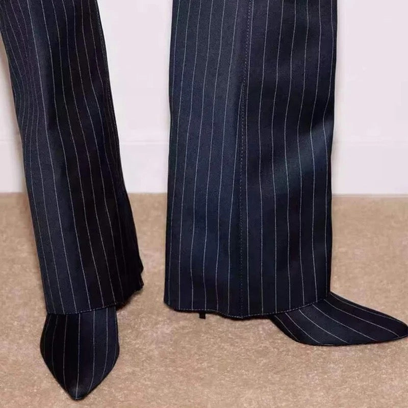 Blue Striped Boots