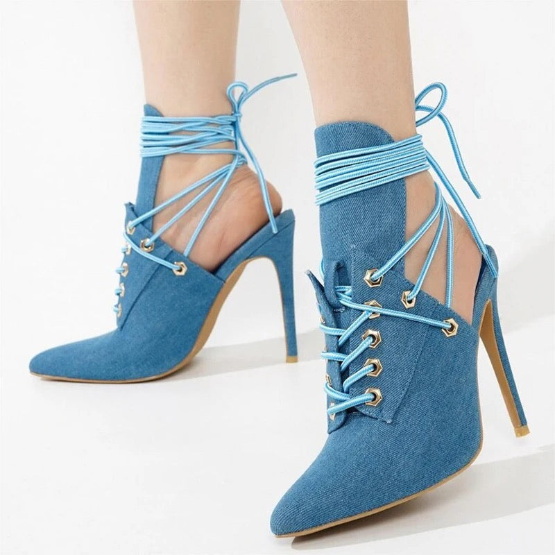 Tacones de mezclilla sexys