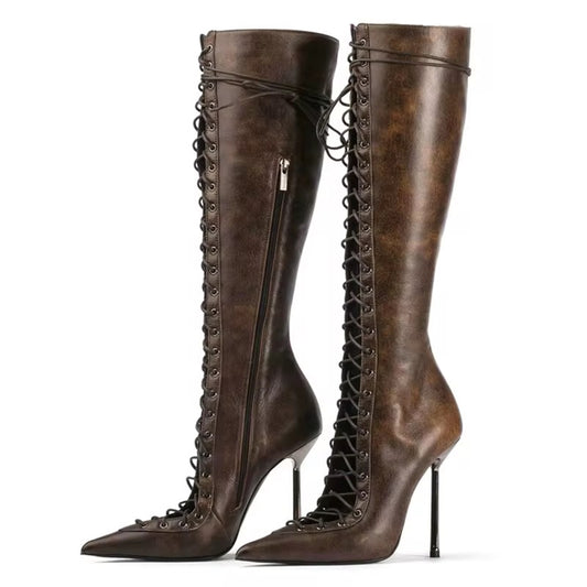 Lace Up Heel Boots